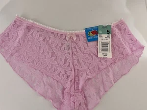 Lace Vintage See Thru Boy shorts Fruit of Loom NWT Pink Orchid Lacy Panties 5 S - Picture 1 of 7