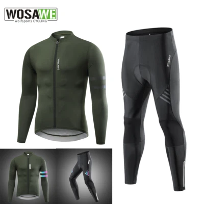 WOSAWE Men's Cycling Pro Sports Suits Bike Jerseys Outfit Padded Trousers Sets - Image 1 of 4