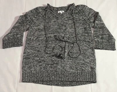 Sonoma Knit Sweater Women's Medium 3/4 Sleeve V Neck Preppy Minimalist Boho Gray - Image 1 of 4