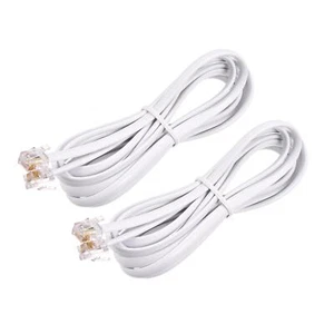 Téléphone Extension Corde 6.56FT Câble RJ11 6P6C Bouchons Mâle à Mâle Blanc 2pcs - Photo 1/5