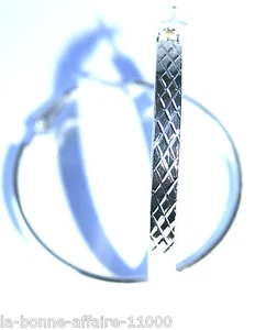BOUCLES D'OREILLES BIJOUX FANTAISIE CREOLE argenté quadrillé tendance soirée - Picture 1 of 1