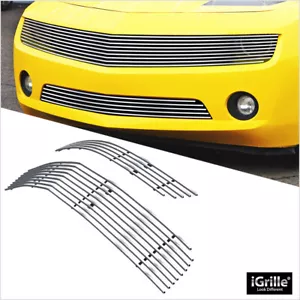 Fits 2010-2013 Chevy Camaro LT/LS V6 Phantom Silver Billet Grille Grill Combo - Picture 1 of 4