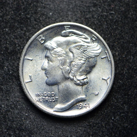 1941-S Mercury Silver Dime BU+ (bb10681) Cover
