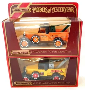 2x Matchbox MOY 1:43 FORD MODEL "A" TOW TRUCK 1930 Model Car #Y-7 MIB`84 RARE! - Picture 1 of 4