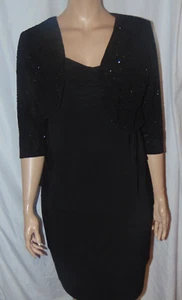 Size 24W MSK Women 2pc Black Shimmer Open Face Crop Jacket & Dress - Picture 1 of 6