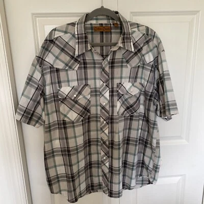 Cobra Creek Western Pearl Snap Shirt Mens XL black, green Plaid Cowboy Casual - Image 1 of 4