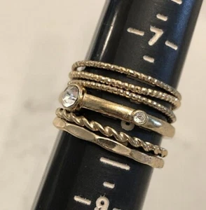 Gold Tone Costume Jewelry Ring Stackable Bands Lot of 6 - Picture 1 of 8