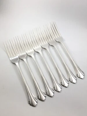 Oneida Community ENCHANTMENT Silver Plate 7 Dinner Forks Cube Mark  Flatware - Image 1 of 4