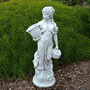 Massive Steinfigur Statue Frau Motiv Sommer Gartendeko aus Steinguss frostfest