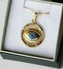 18ct Yellow Gold Eye Of Osiris Pendant Greek Evil Eye Opal Good Luck Charm Malta