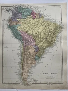 1882 South America Hand Coloured Antique Map from Stanford's London Atlas - Picture 1 of 3