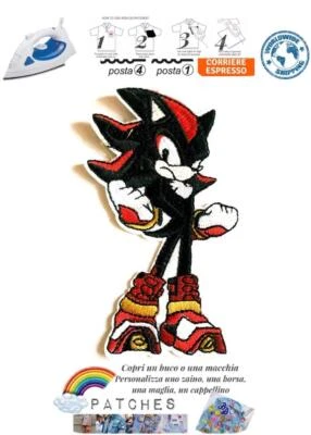 Patch Shadow Hedgehog toppa termoadesiva porcospino iron on videogame Sonic new