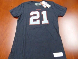 WOMEN'S MITCHELL & NESS NFL ATLANTA FALCONS DEION SANDERS BLACK JERSEY T-SHIRT L - Picture 1 of 4