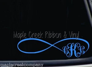 Custom Vinyl Decal ~ Infinity Monogram ~ 18 Colors Available ~ 9 inches wide - Picture 1 of 1