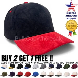 Berretto baseball uomo snapback misura regolabile cappello scamosciato visiera 5 pannelli tinta unita - Foto 1 di 31