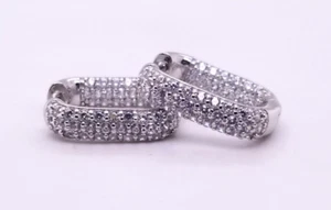 Diamonique Oval Shape .75" Inside-Out Pave Hoop Earrings *Sold Out MSRP $64* - Picture 1 of 8