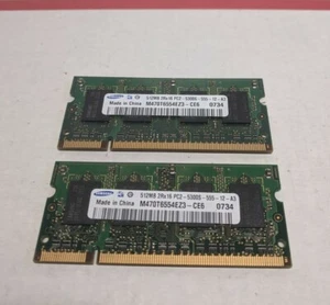 2 Samsung PC2-5300 512MB SO-DIMM 667 MHz DDR2 SDRAM Memory (M470T6554EZ3-CE6) - Picture 1 of 2