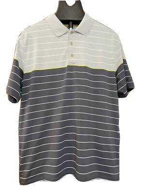 Slazenger Men's Size Large L Athletic  Polo Shirt Colored Stripes Gray, Yellow - Imagem 1 de 4