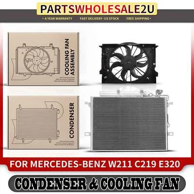 Kit de montaje de condensador y ventilador de refrigeración de CA para Mercedes-Benz E320 E350 E500 E550 Foto 1 de 4
