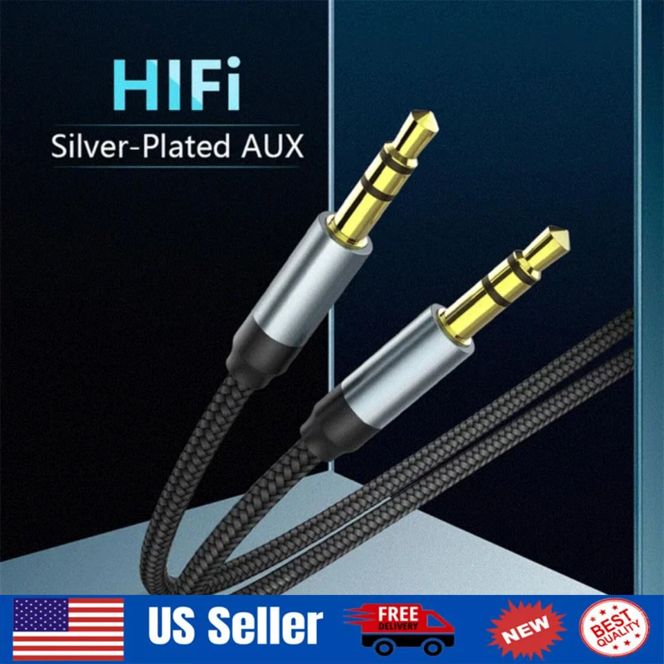 6FT 3.5mm AUX Audio Nylon Braided Cord Cable PC iPod Car Phone headphone more - Image 1 of 4