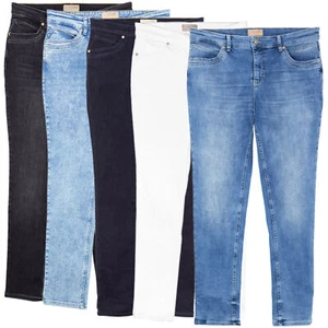 MAC Mel Melanie Feminine Fit Slim Stretchjeans Sylvie Meis Damen Blau Grau Weiß - Picture 1 of 13