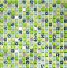 Mosaico IN Vetro Piastrelle Mosaikplatte Acciaio Inox Verde Argento 92-0506b