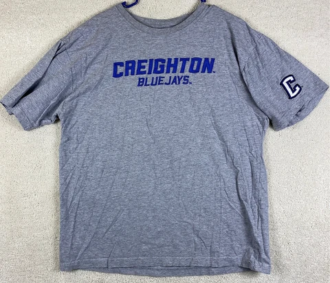 Creighton Bluejays NCAA T Shirt XL Gray Adult Size X-Large Short Sleeve Shirt Cover