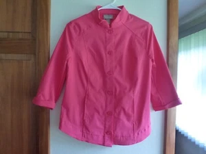 Chico's sz 0 orange button front stand up collar jacket w/pockets rayon blend - Picture 1 of 7