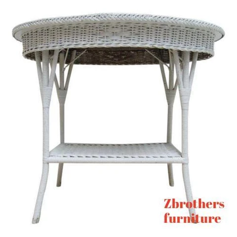 Antique Wicker Outdoor Porch Petite Sofa Hall Serving Table Cover