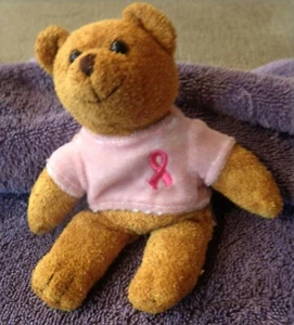 2001 Avon Breast Cancer Crusade Teddy Bear, Pink Shirt w/ Pink Ribbon - Picture 1 of 3