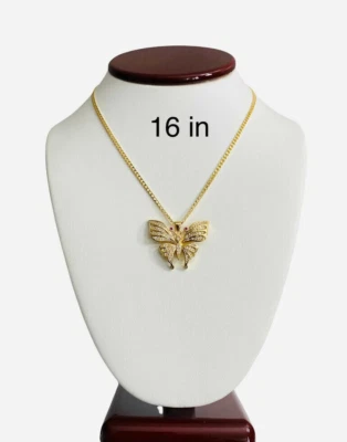 COLLAR DE CIRCONITA MARIPOSA RELLENO ORO 18K 16" / CADENA MARIPOSA BANO DE ORO - P138 Foto 1 de 4