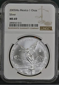 2005 Mo Mexico 1 Onza Silver NGC MS 69 - Picture 1 of 2