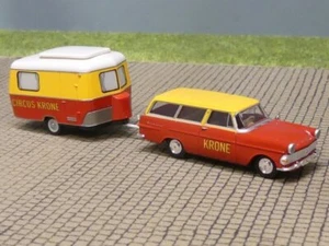 1/87 Brekina Opel Rekord P2 Caravan Circus corona con rimorchio 20142 - Foto 1 di 2