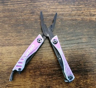 Purple Gerber Dime Assorted Colors 9 Functions - Scissors Pliers Knife - 059 - Image 1 of 4