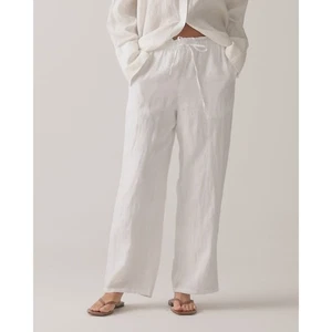 Neu mit Etikett J. Crew Soleil Damenhose weites Bein Leinen Kordelzug weiß Größe XL - Bild 1 von 13