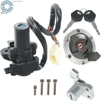 Juego de cubierta de tapa de gas de bloqueo de interruptor de encendido para Kawasaki Ninja 250R EX250J 2008-2012 Foto 1 de 4