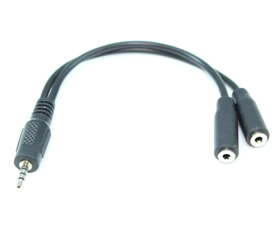 2.5mm 4 Conductor TRRS Y-Split:1 Male to 2 Female 4 Conductor Adapter Cable - Image 1 of 1