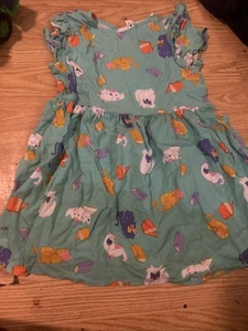 Cat & Jack Size 5T 5 Kitty Cat Cats reading books Shirt Like Dress Mint Blue  - Picture 1 of 12