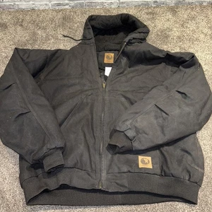 BERNE MENS XXL HERITAGE DUCK HOODED JACKET HJ51BK GUYS WORK COAT BLACK - Picture 1 of 6
