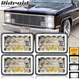 4PCS 4X6" LED Headlights High-Low Beam For Chevy C10 Pickup truck 1980-1986 DOT - Picture 1 of 17