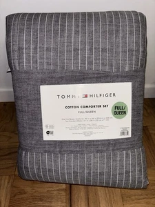 TOMMY HILFIGER Ivy Rock Stripe Gray 3PC FULL/QUEEN Comforter Set - Picture 1 of 8