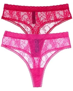 Natori 2Pk Bliss Allure Lace Thong Women's Os - Picture 1 of 3