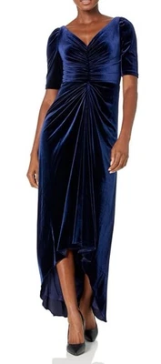 Vestido de noche de terciopelo cubierto azul marino para mujer Adrianna Papell talla 6 - NUEVO Foto 1 de 4