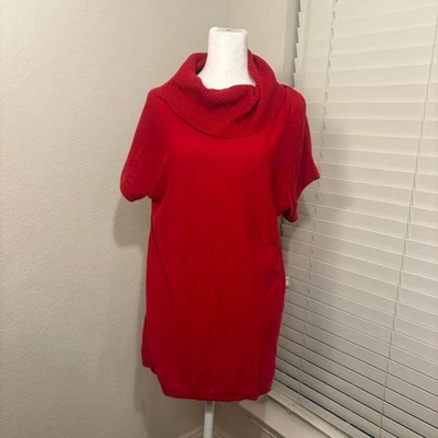 Vince Camuto XS red cowl neck turtleneck oversized sweater dress - Image 1 of 4