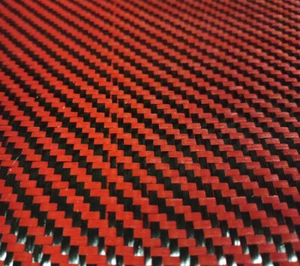 Carbon Fiber / Red Aramid Cloth Fabric Twill Weave 40" /100cm 200gsm 3k 5.9oz - Picture 1 of 2