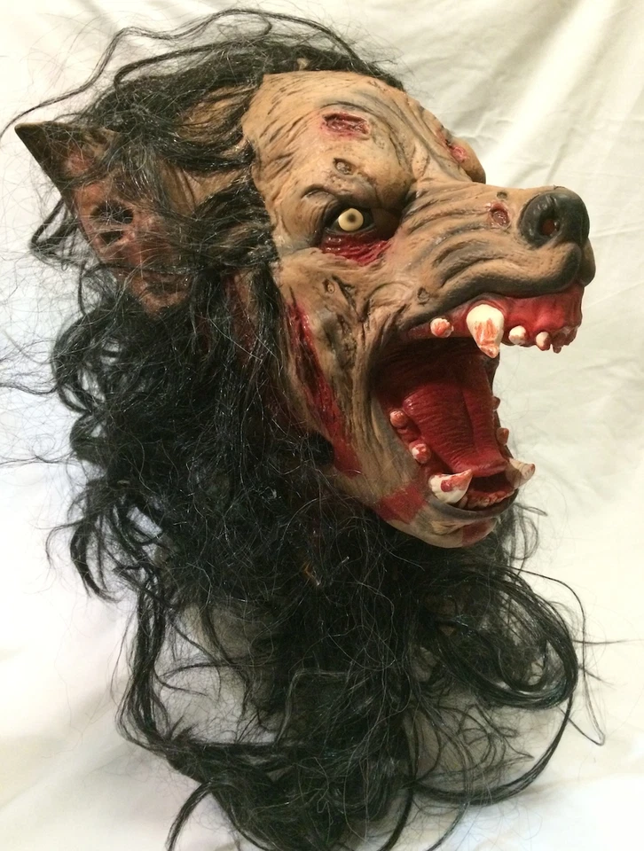 American Werewolf Mask Latex Halloween Fancy Dress Costume Wolf Snarling Dog - Image 1 of 4