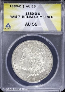1880-O $1 Morgan Silver Dollar ANACS AU 55 | VAM-7 Hitlist40 Micro O - Picture 1 of 4