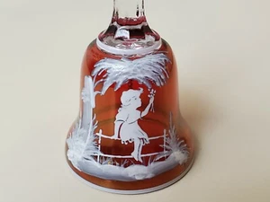 Westmoreland bell. Crystal with ruby stain glass. Mary Gregory decoration - Picture 1 of 6