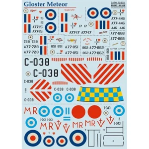 Decal for airplane 1:72 Gloster Meteor Waterslide decals Print Scale 72-233  - Picture 1 of 24