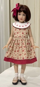 Boneka burgunderrot handbestickt Kragen Kleid 4 14" Helen Kish Chrysalis Puppen - Bild 1 von 4